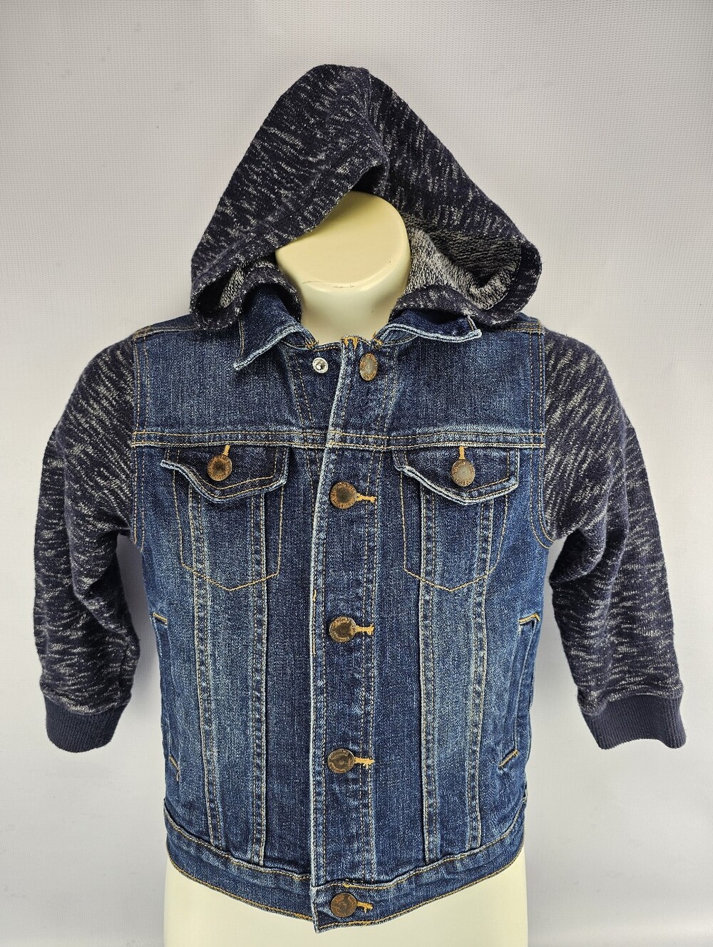 Genuine Kids by OshKosh Boys Toddler Layered Look Hooded Snap Denim Jacket 4T